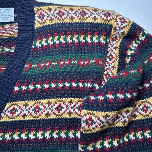 Vtg Eagles Eye Classics Cardigan Sweater Colorful Fair Isle Striped Small EUC - Picture 2 of 13